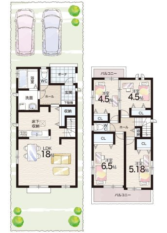 ■尼崎市東園田町　新築一戸建ての間取り|B号地