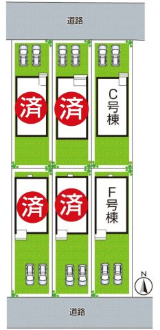 ■31日(土)1日(日)3日(火)現地ご見学可能！　尼崎市東園田町　全6邸の区画図|全６区画