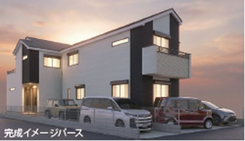 【外観パース】 | 【仲介手数料0円】相模原市中央区田名3期　新築一戸建て　全２棟 | 【仲介手数料0円】相模原市中央区田名3期　新築一戸建て　全２棟