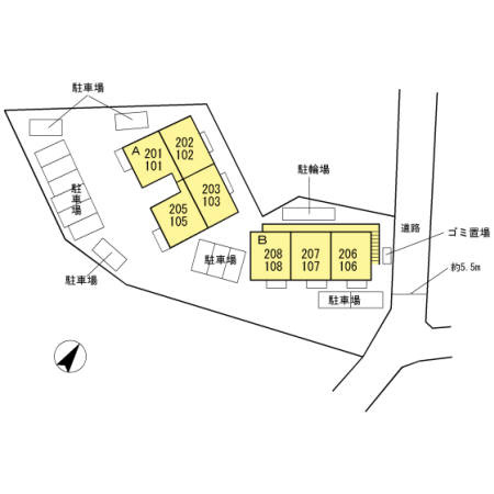 セジュール合川南　A棟の区画図