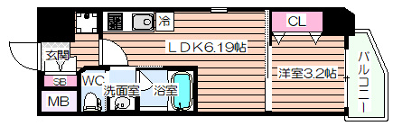 【間取り】 | 弁天町プライマリーワン