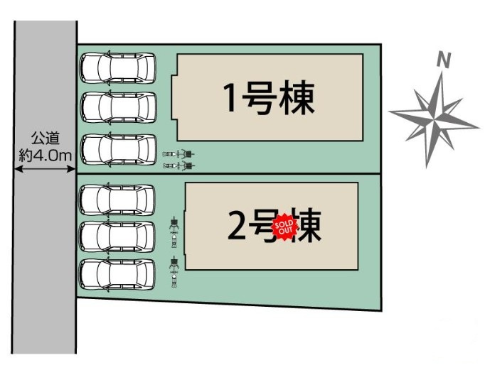 ブルーミングガーデン宇都宮市陽東4丁目の区画図|敷地面積：158.72㎡　接道：西側4.0ｍ(公道)