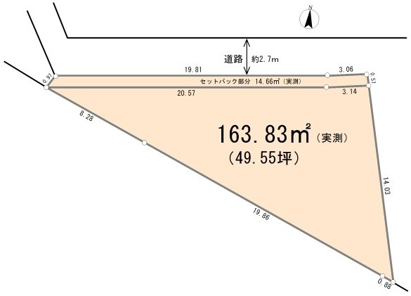 東松山市松葉町2丁目（住居表示：14-10）　土地43坪の土地図