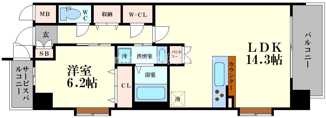 スプランディッド福島WESTの間取り|反転タイプ