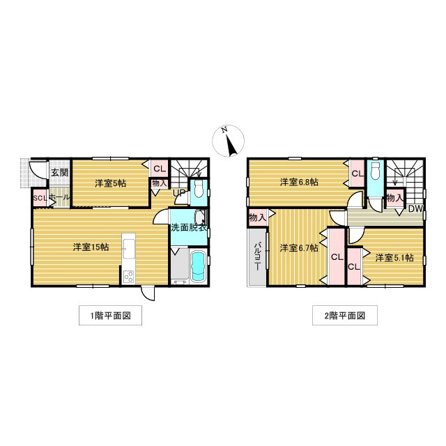 「太陽光・蓄電池付き」高知市塩屋崎町　中古一戸建ての間取り|ちょうどよく使い勝手のよい4LDK☆水廻りが集約しており家事時間が短縮になる間取りです♪