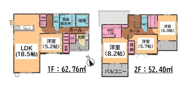 福岡市南区老司5丁目第6-1棟（1号棟）の間取り|全居室収納付きで便利です。