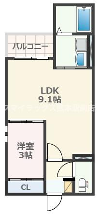 熊本市中央区新大江３丁目のアパートの間取り