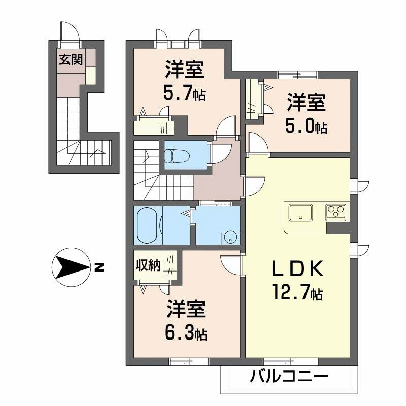 ＭＡＳＴ　ＣＯＵＲＴ加古川南　Ｂ棟の間取り