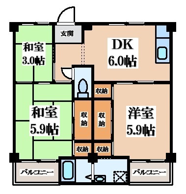 【間取り】 | ビレッジハウス紀三井寺