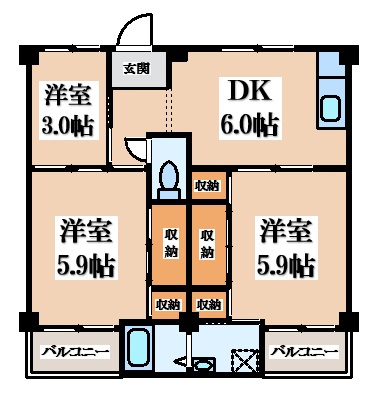【間取り】 | ビレッジハウス紀三井寺