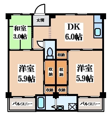 【間取り】 | ビレッジハウス紀三井寺