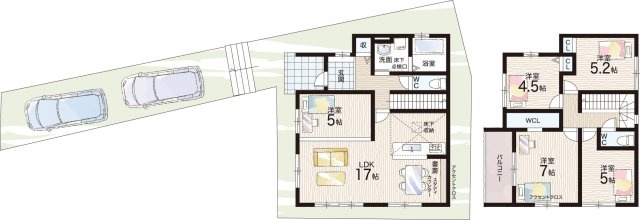 ★京都市左京区修学院室町　第1期　新築一戸建ての間取り|1号地
