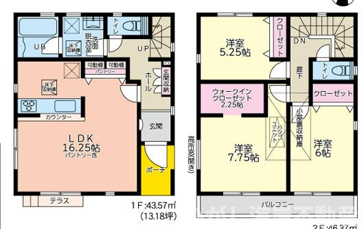 茅ヶ崎市中島　中古戸建の間取り|南向き　３LDK