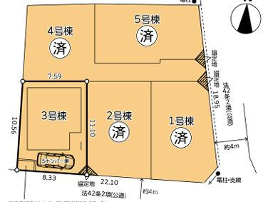 茅ヶ崎市中島　中古戸建の区画図|対象３号棟