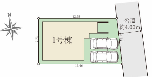 加古川市野口町14期1号棟の区画図