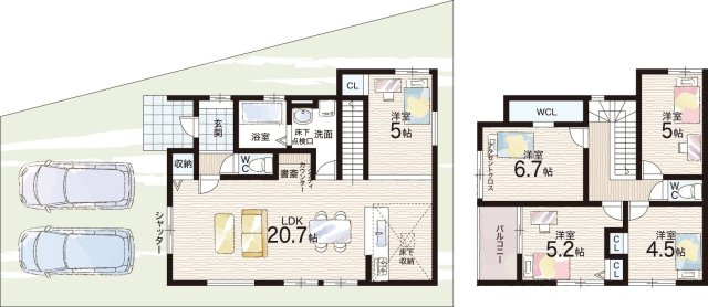★5(土)6(日)現地見学可能！★京都市左京区修学院室町　全3邸の間取り|2号地