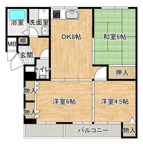【間取り】 | グリーンヒル2 | 間取りです
