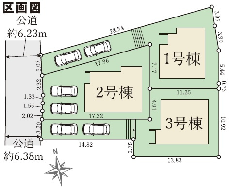 京都市左京区修学院室町　第1期　新築一戸建ての区画図|全3区画