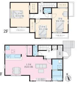 茅ヶ崎市松林松林1丁目　新築戸建　全4棟の間取り|南向き　３LDK