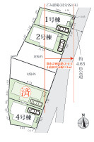 茅ケ崎市松林1丁目　新築戸建　全4棟の区画図|対象地は１号棟です