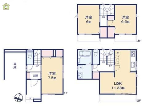 川口市東本郷　中古一戸建ての間取り