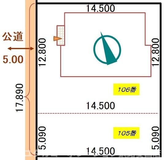 【区画図】 | 釧路町別保7丁目105，106売家