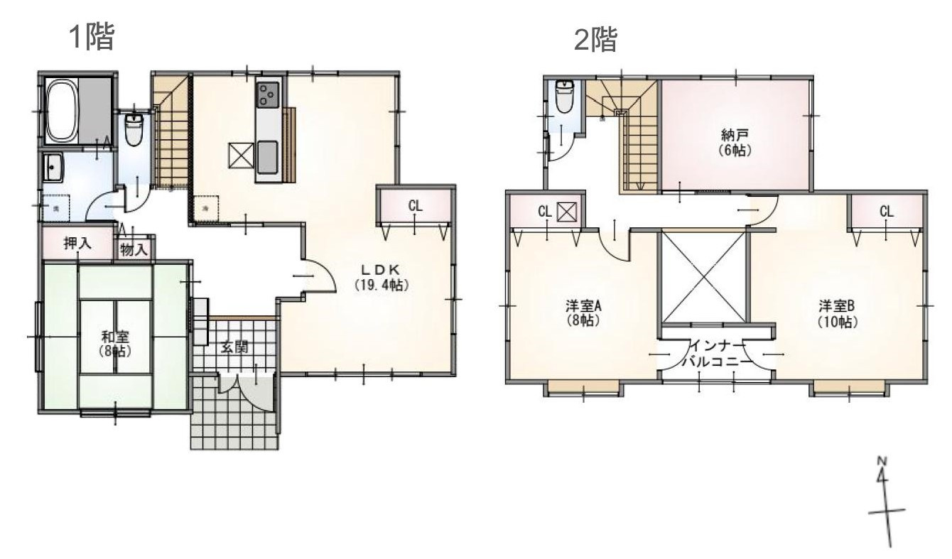 大型3LDK 小庭付きフルリノベーションの間取り|導線を考えられた間取り
