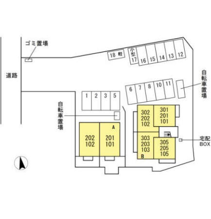 リビングタウン富木島 Bの区画図