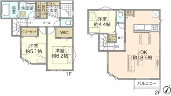 お片付けが自然に身に付く多彩な収納！2階には約18帖の開放的なLDKが広がる3LDK