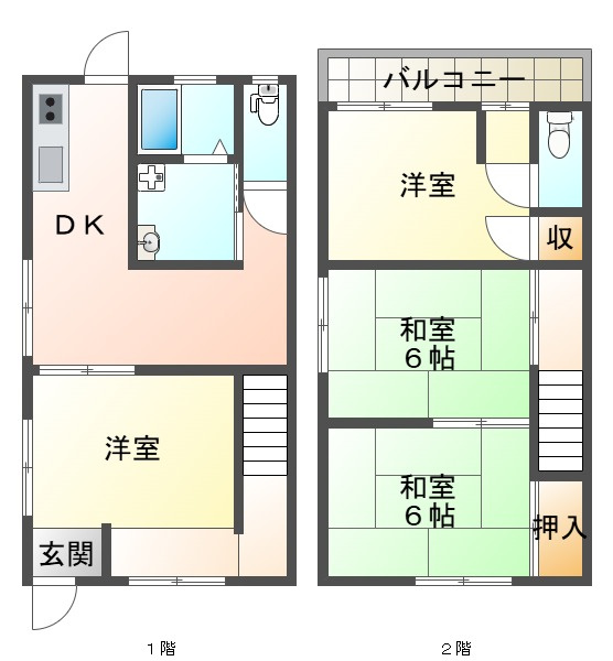 王居殿1丁目テラスハウスの間取り