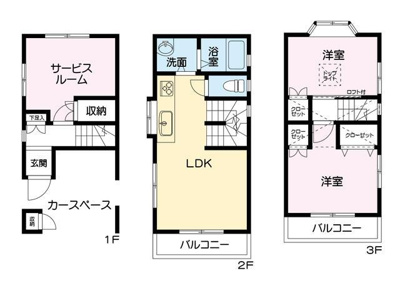  | 約３．７帖分のロフト付の３階…