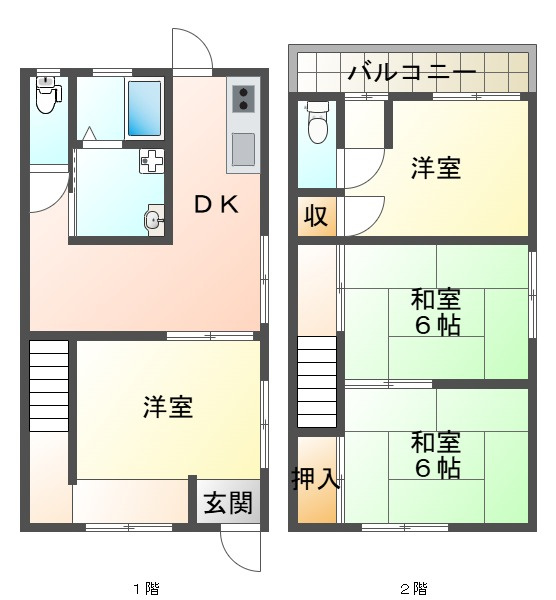 王居殿1丁目テラスハウスの間取り