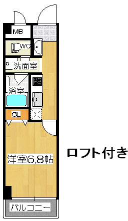 エグゼK&KⅡの間取り|ロフト付き1K