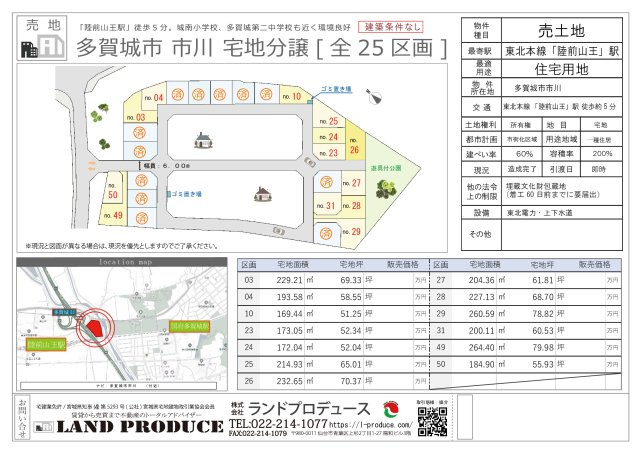 多賀城市市川 売土地の画像