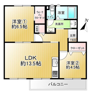【間取り】 | 宮根団地3号棟 | 室内フルリフォームのキレイなお部屋の２LDK