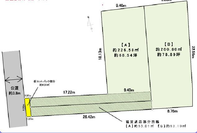 茅ケ崎市東海岸南5丁目　売地　全２区画の土地図|対象B区画