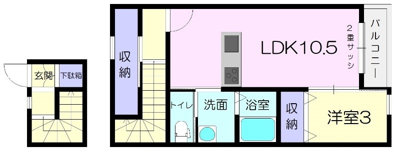 ドルチェ・ヴィータ柳川Dの間取り