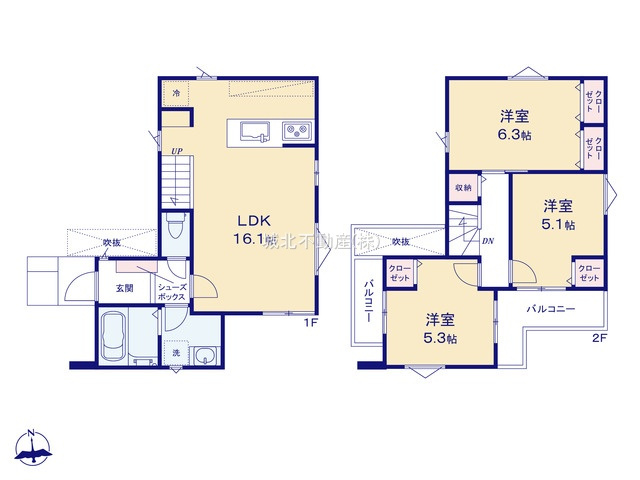 杉並区上高井戸2丁目 全4棟1号棟の間取り|建物78.91㎡　3LDK
