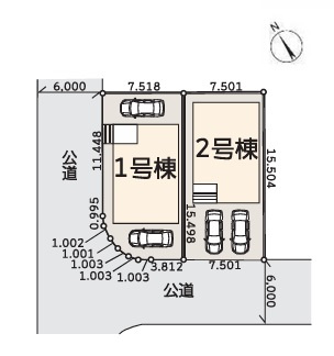 茅ヶ崎市高田4丁目　新築戸建　2号棟の区画図|区画図◇