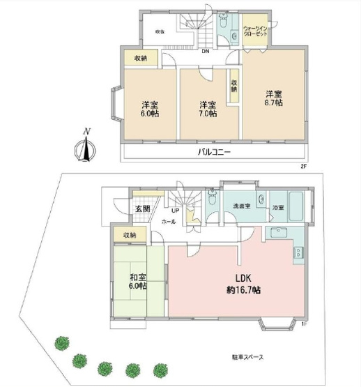 【間取り】 | 練馬区大泉町１丁目　中古戸建て | 南西角地のため開放感があり、快適な住環境が魅力です
