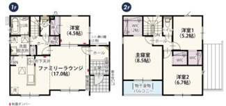 【間取り】 | ワイウッドコート佐野市高萩町　第3期　 | 全部屋南向きで明るい室内が特徴的☆