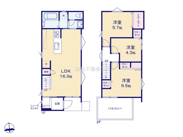 杉並区上高井戸2丁目 全4棟4号棟の間取り|建物77.97㎡　3LDK