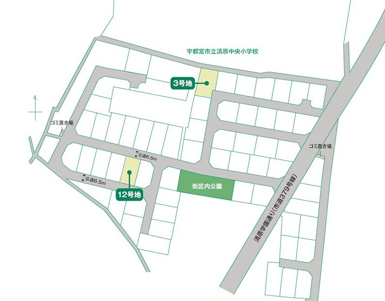 【WellBase】清原中央　全12区画の地図|〇配置図〇
清原中央小学校至近♪