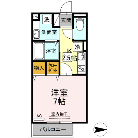 熊本市西区田崎３丁目のアパートの間取り