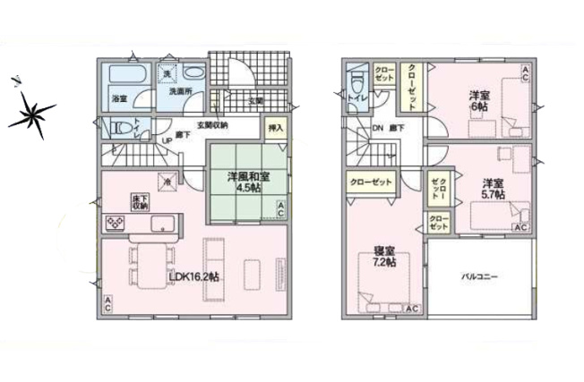 【間取り】 | 稲沢市平和町観音堂屋敷43-2『仲介料無料』新築戸建て | 1号棟