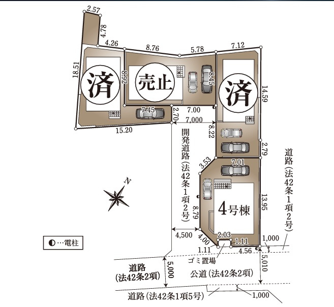 【仲介手数料無料】CRADLE GARDEN　清瀬市下宿第１６　全４棟　4号棟　の区画図