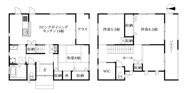 鷹子町戸建ての間取り