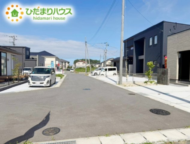 いわき市平下神谷Ⅱ期　新築戸建　2号棟の前面道路含む現地写真|小中学校が近く、お子様の通学も安心♪