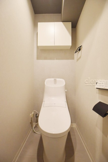 【トイレ】 | ドルミ錦糸町長谷川ビル | 上部に収納を備えたトイレです。自宅の中でも最もプライベートな空間だからこそ、ほしい「落ち着き」がここにあります。～即日のご見学可能～　お問合せはお気軽にどうぞ。
