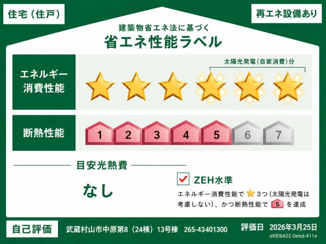 武蔵村山市中原4丁目　新築戸建全16棟の省エネ性能ラベル